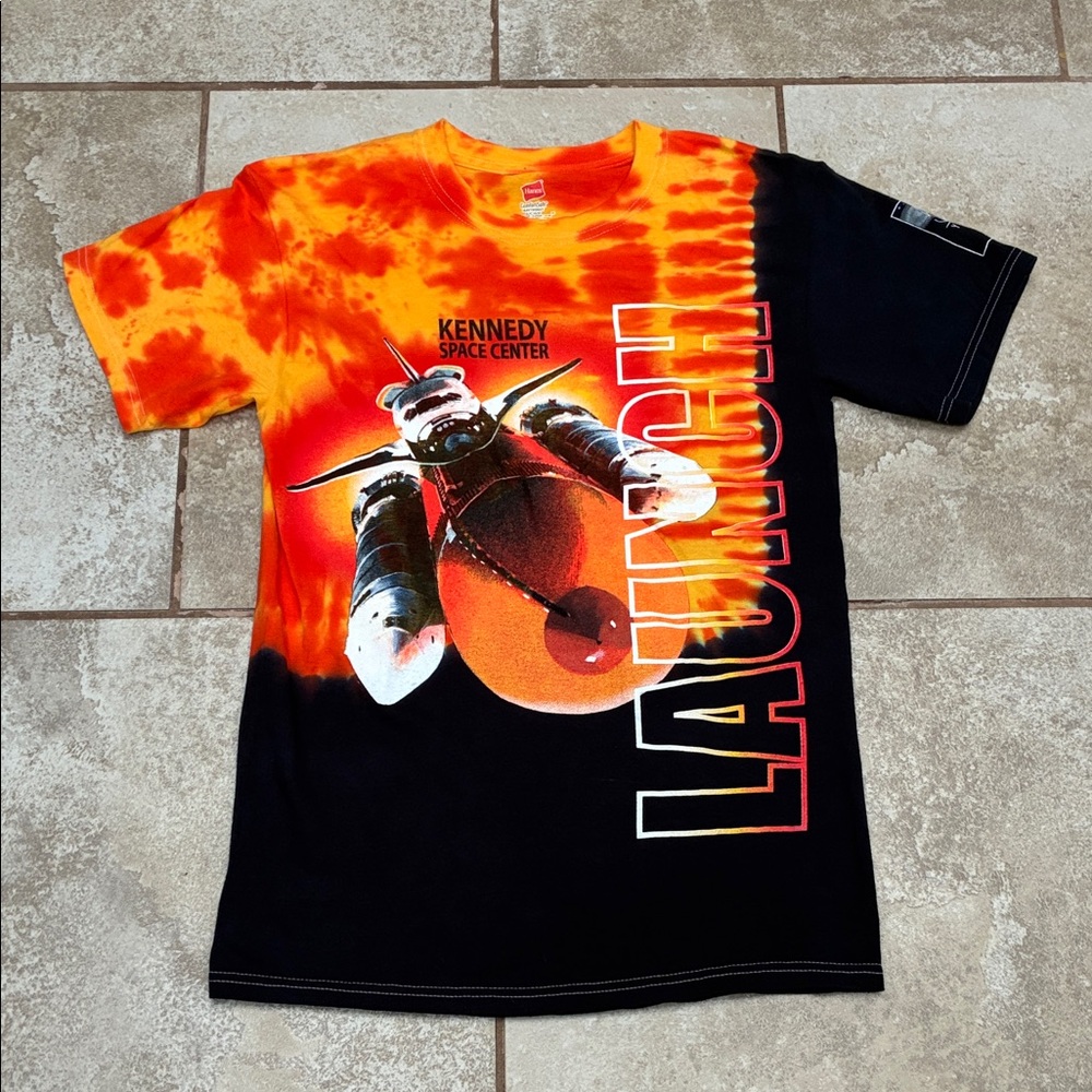Hanes Orange & Black Tie-Dye Kennedy Space Center Launch Graphic Tee